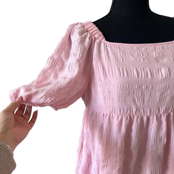 For Me Women's Cottagecore Baby Doll Puff Sleeve Dress Pink Size Large - Picture 2 of 9